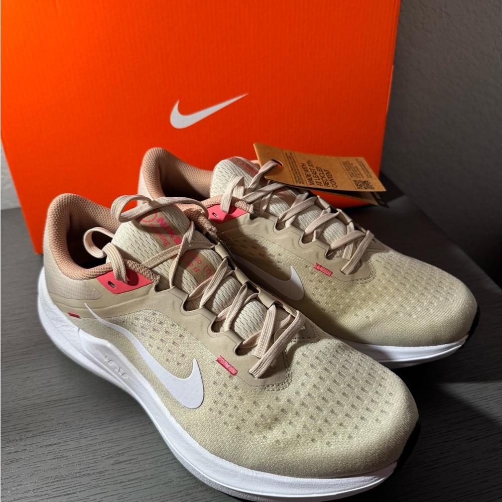 Nike Women's Air Winflo 10 Tan and Pink Athletic Shoes